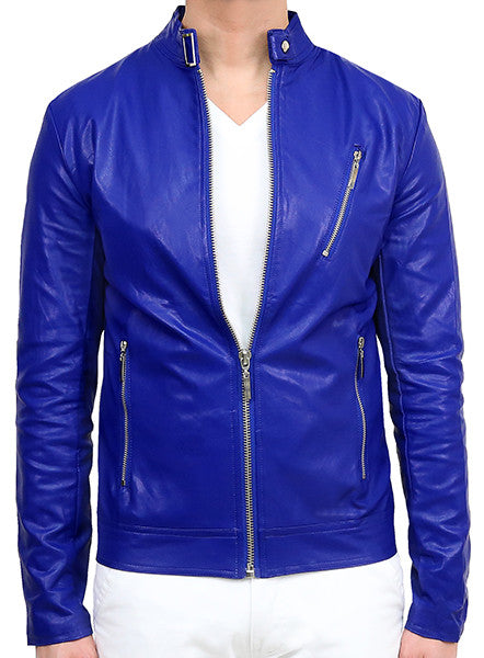 Biker Leather Jacket - Deep Blue – Swuav'e